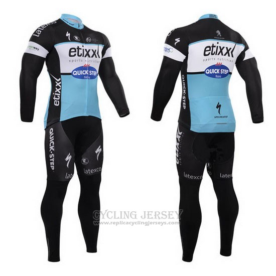 2015 Cycling Jersey Etixx Quick Step Black and White Long Sleeve and Bib Tight